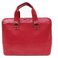 Leather Kellin Ladies Natural Milano Leather Zippered Brief-Laptop Case - Red